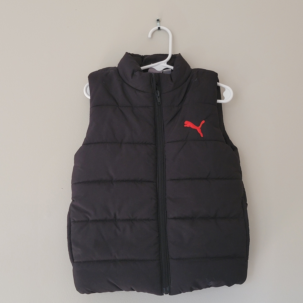 Puma Black Puffer Vest with Red Logo